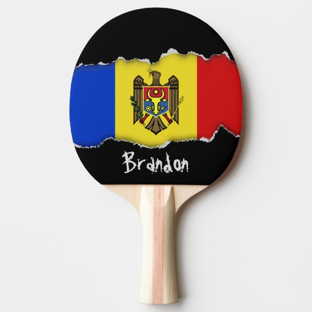 Moldova Flag Ping Pong Paddle (Front)