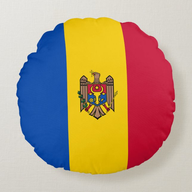 Moldova Flag Round Cushion (Front)