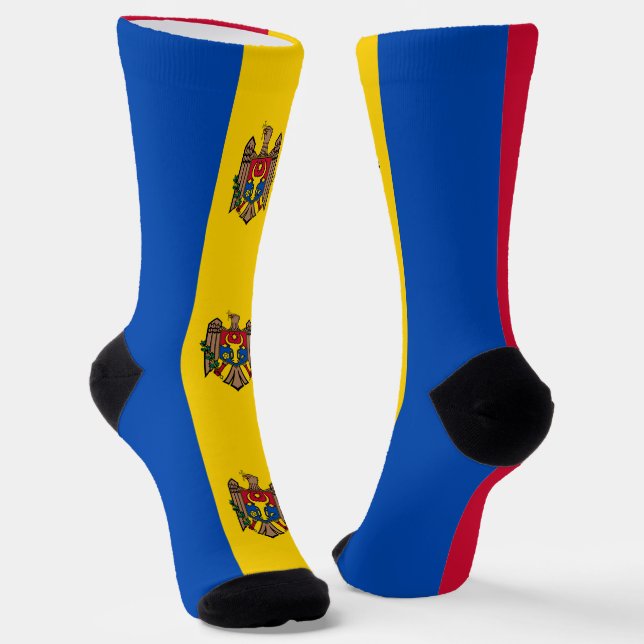 Moldova Flag Socks (Angled)