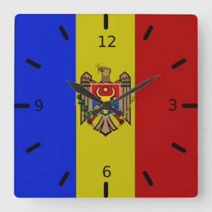 Moldova flag    square wall clock