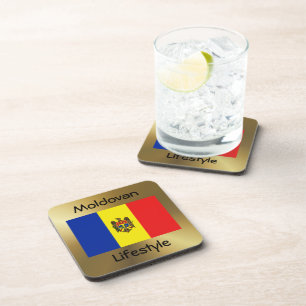 Moldova Flag+Text Coaster