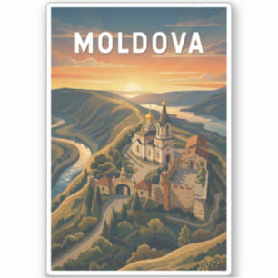Moldova Illustration Travel Art Vintage