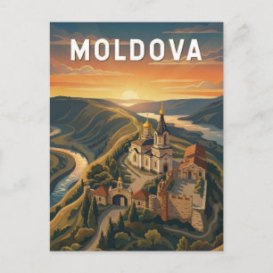 Moldova Illustration Travel Art Vintage Postcard