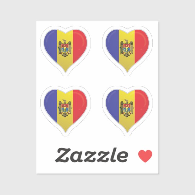 Moldova love flag pride heart sticker (Sheet)