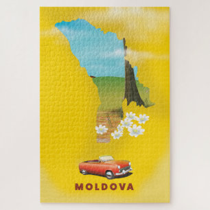 Moldova Map illustrated travel poster Jigsaw Puzzle