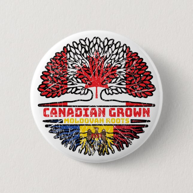 Moldova Moldovan Canadian Canada Tree Roots Flag 6 Cm Round Badge (Front)