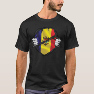 Moldova Pure Roots Flag Black T-Shirt