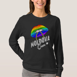 Moldova Queen Lgbtq Gay Pride Flag Lips Rainbow Me T-Shirt