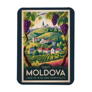 Moldova Winery Illustration Travel Art Vintage Magnet