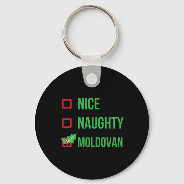 Moldovan Funny Moldova Pajama Christmas  Key Ring (Front)