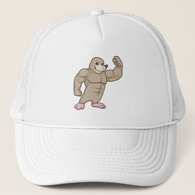 Mole as Bodybuilder with big Muscles Trucker Hat (Front)