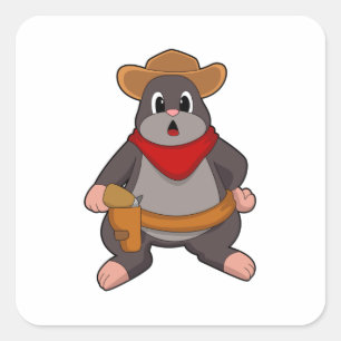 Mole as Cowboy Square Sticker