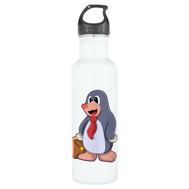 Mole as Entrepreneur with Bag 710 Ml Water Bottle (Front)