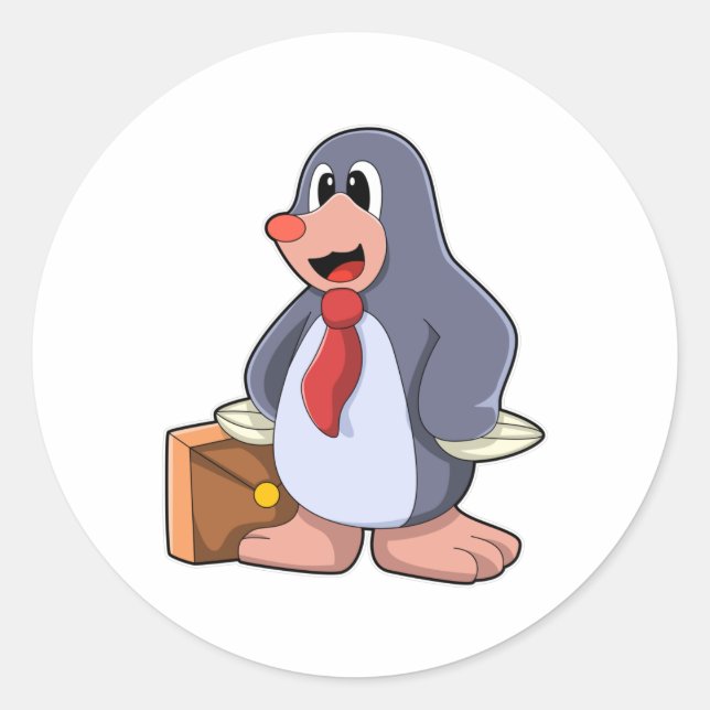 Mole as Entrepreneur with Bag Classic Round Sticker (Front)