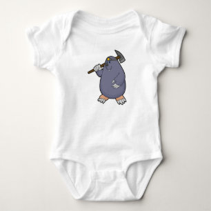 Mole as Farmer with Pickaxe & Spotlight Baby Bodysuit