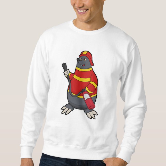 Mole as Firefighter with Fire extinguisher Sweatshirt (Front)