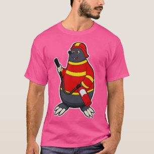 Mole as Firefighter with Fire extinguisher T-Shirt