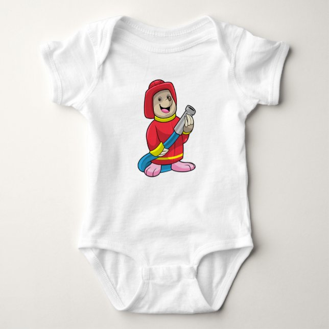 Mole as Firefighter with Hose Baby Bodysuit (Front)