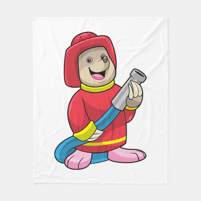 Mole as Firefighter with Hose Fleece Blanket (Front)