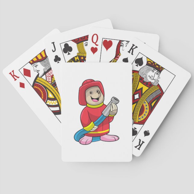 Mole as Firefighter with Hose Playing Cards (Back)