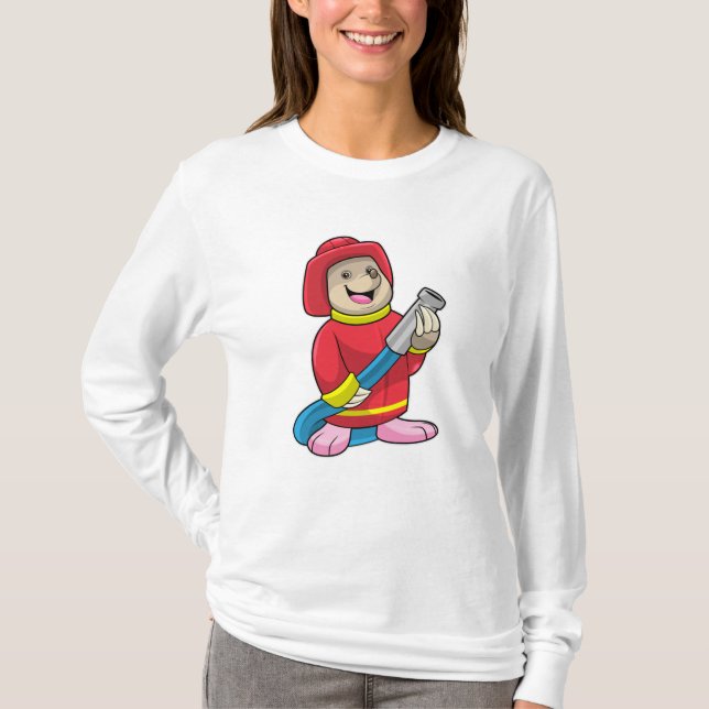 Mole as Firefighter with Hose T-Shirt (Front)