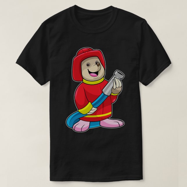Mole as Firefighter with Hose T-Shirt (Design Front)