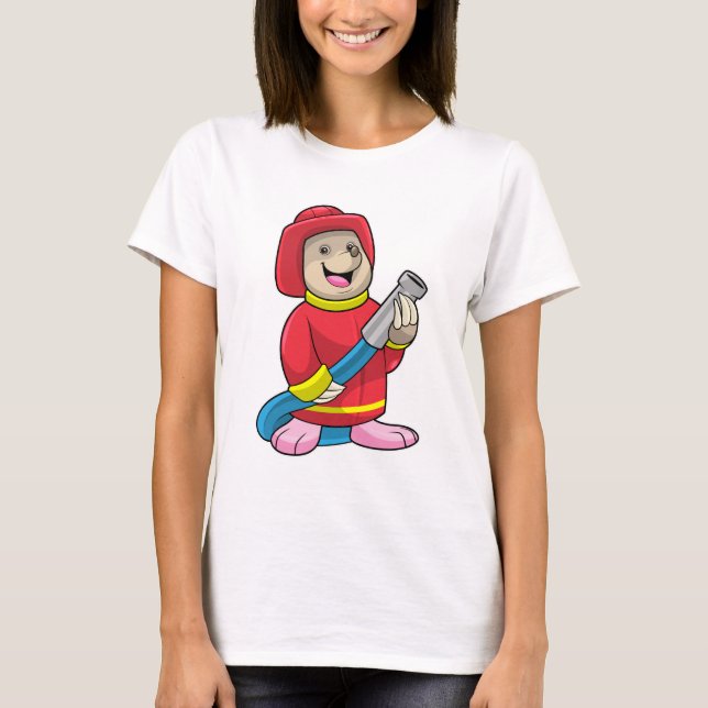 Mole as Firefighter with Hose T-Shirt (Front)