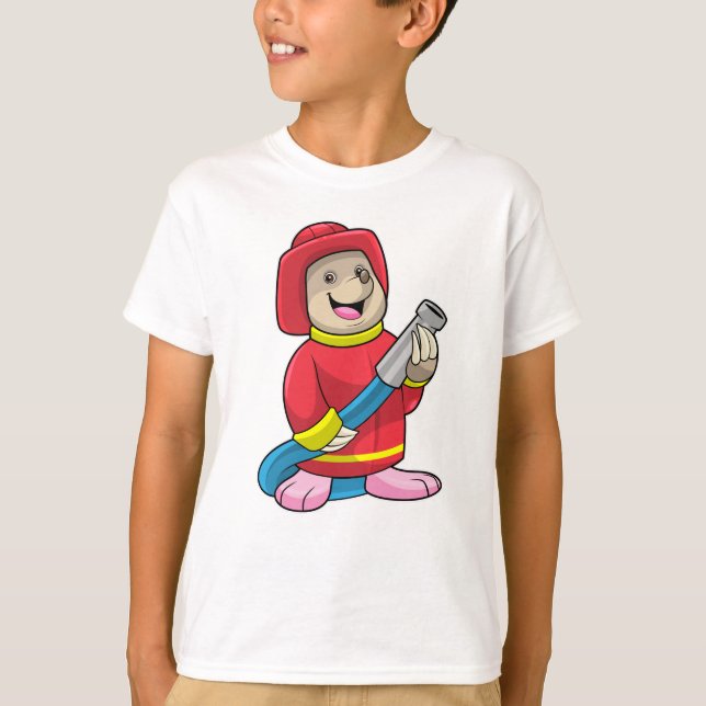 Mole as Firefighter with Hose T-Shirt (Front)