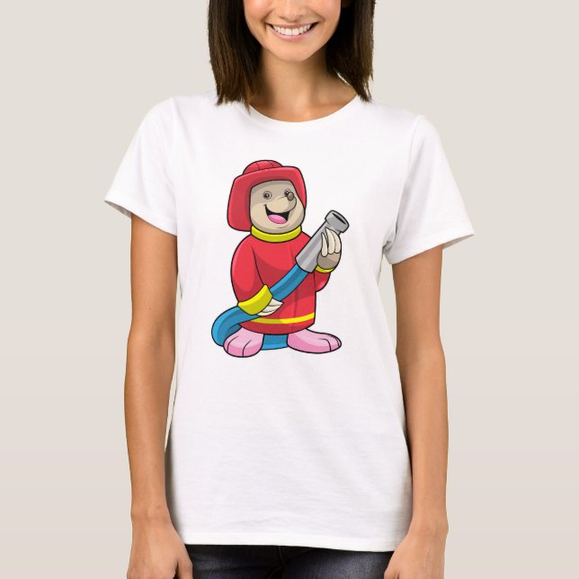 Mole as Firefighter with Hose T-Shirt (Front)