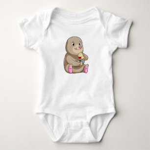 Mole as Gamer with Joystick Baby Bodysuit