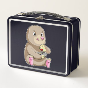 Mole as Gamer with Joystick Metal Lunch Box