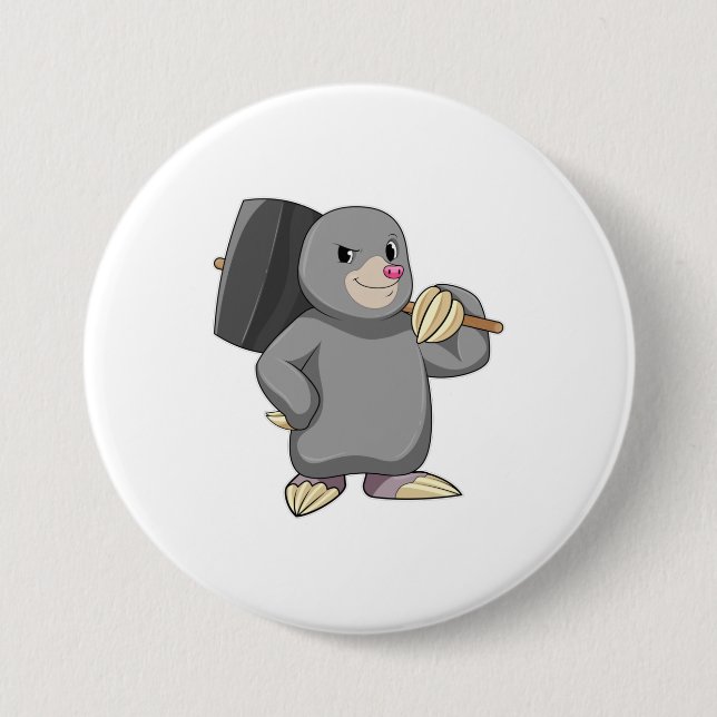 Mole as Handyman with Hammer 7.5 Cm Round Badge (Front)