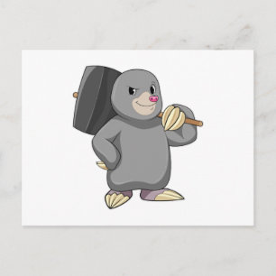 Mole as Handyman with Hammer Postcard