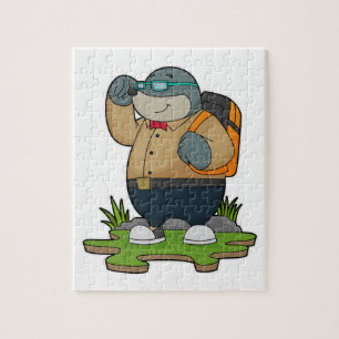 Mole as Hiker with Backpack Jigsaw Puzzle