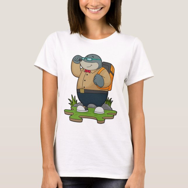 Mole as Hiker with Backpack T-Shirt (Front)