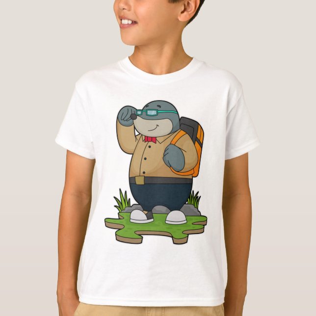 Mole as Hiker with Backpack T-Shirt (Front)