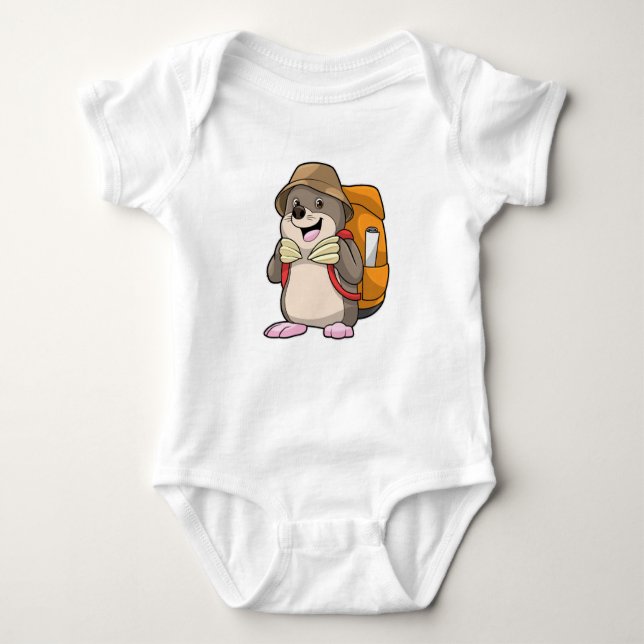 Mole as Hiker with Luggage Baby Bodysuit (Front)