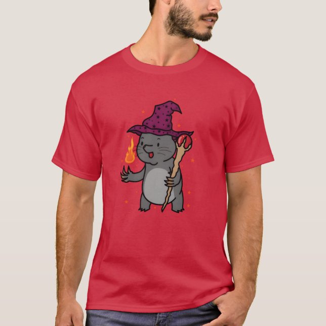 Mole as Magician Animal Mound funny T-Shirt (Front)