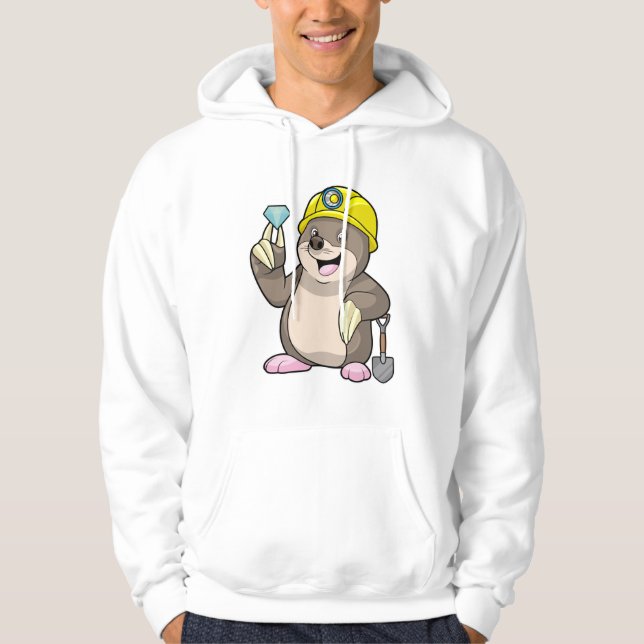 Mole as Miner with Shovel & Diamond Hoodie (Front)