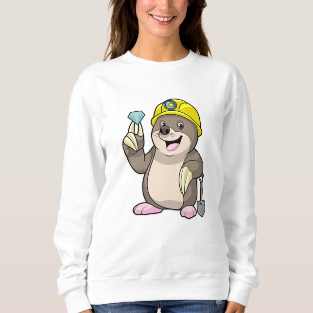 Mole as Miner with Shovel & Diamond Sweatshirt (Front)