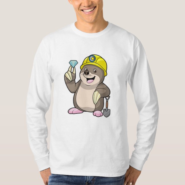 Mole as Miner with Shovel & Diamond T-Shirt (Front)