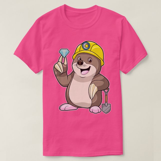 Mole as Miner with Shovel Diamond T-Shirt (Design Front)