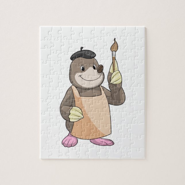 Mole as Painter with Paint brush Jigsaw Puzzle (Vertical)