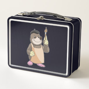 Mole as Painter with Paint brush Metal Lunch Box