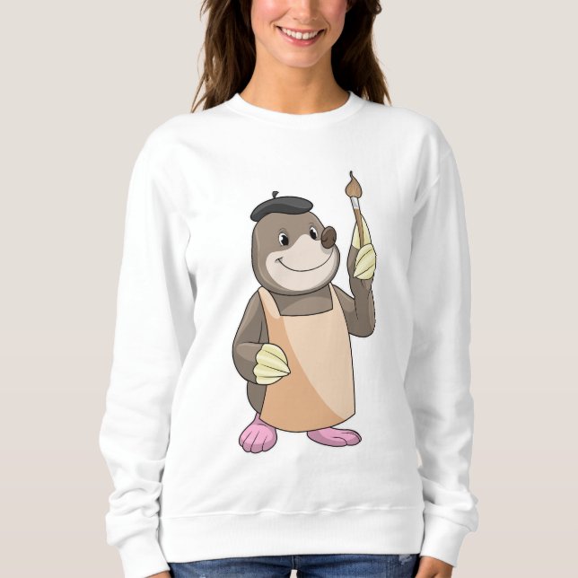 Mole as Painter with Paint brush Sweatshirt (Front)