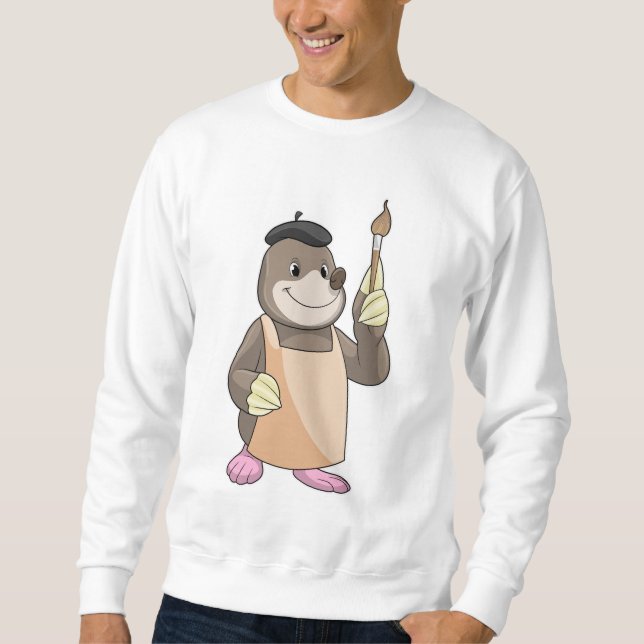Mole as Painter with Paint brush Sweatshirt (Front)