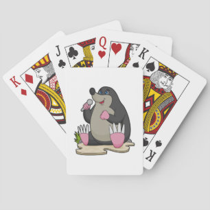 Mole as Singer with Microphone Playing Cards