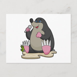 Mole as Singer with Microphone Postcard