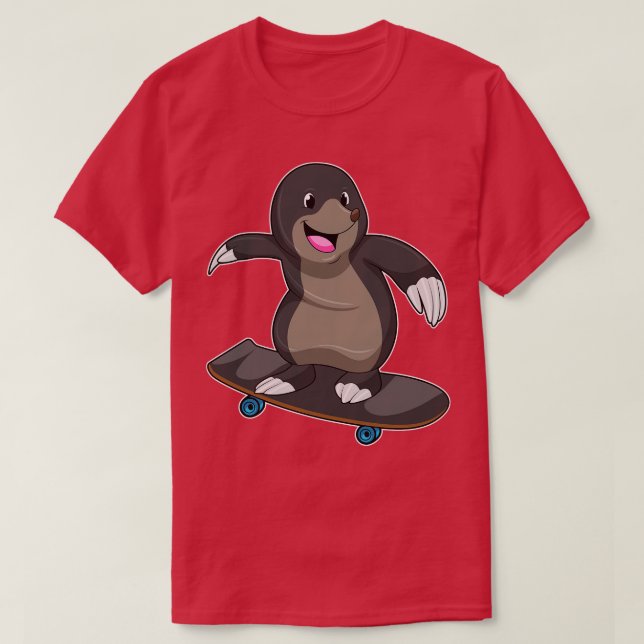 Mole as Skater with Skateboard 1 T-Shirt (Design Front)