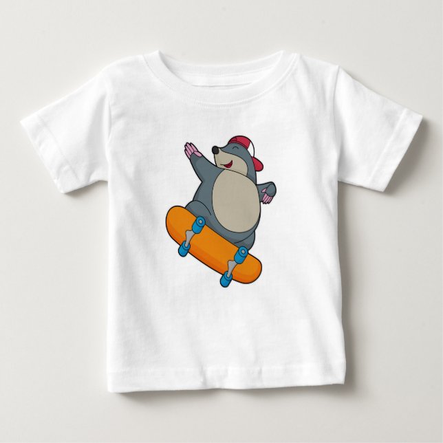 Mole as Skater with Skateboard Baby T-Shirt (Front)
